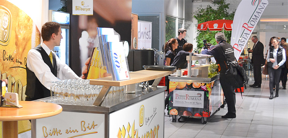 Schnappschuss des Bitburger Messestandes